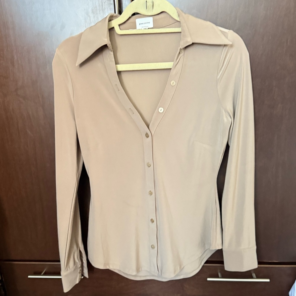 SOLD - Song of Style Tan Button-Down Shirt